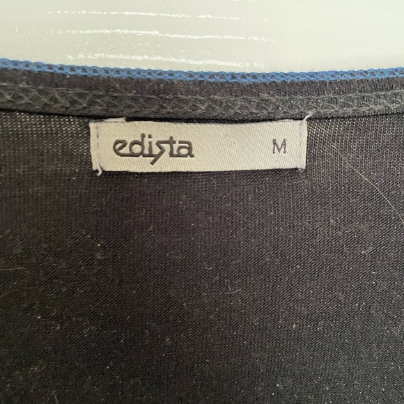 Edista boutique 3/4 sleeve soft v neck top tee size Medium- black with blue - Picture 4 of 6